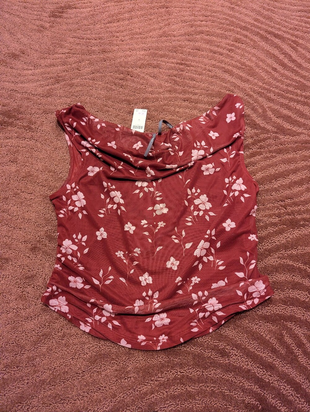 Anthropologie Floral Cowl Neck Women's Tank Top - Pink Floral